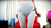 Superb ThighGap Camel-toe Round Butt in Tight Gray Yoga Pants!