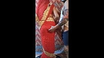 In the bride's red saree, she was fucked fiercely, as if I spoke desi ass and opened her pussy.